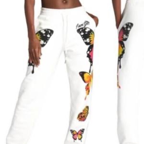 TIGER MIST - I AM GIA WHITE BUTTERFLY SWEATPANTS NWT - Picture 2 of 3